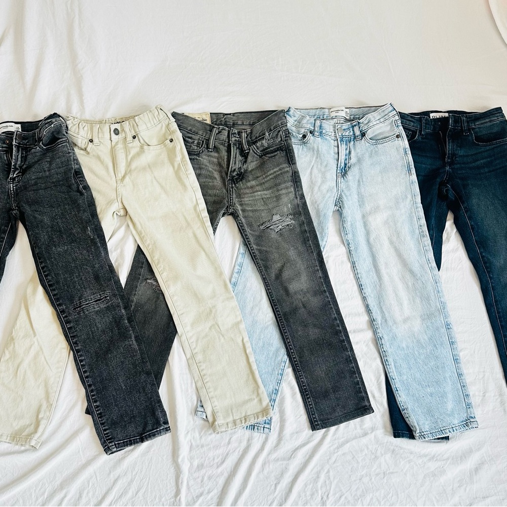 5 Pairs of Boy Jeans Size 7 Abercrombie, Polo, DL 1965, US Polo